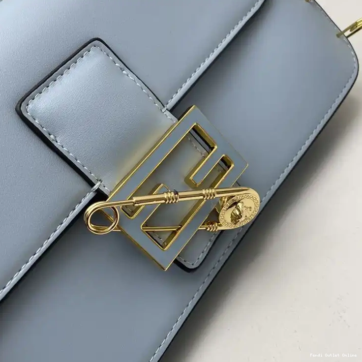 Affordable Leather with Fendace Calf Pin Bag In Brooches Baguette Blue Fendi Sky Medium 0526